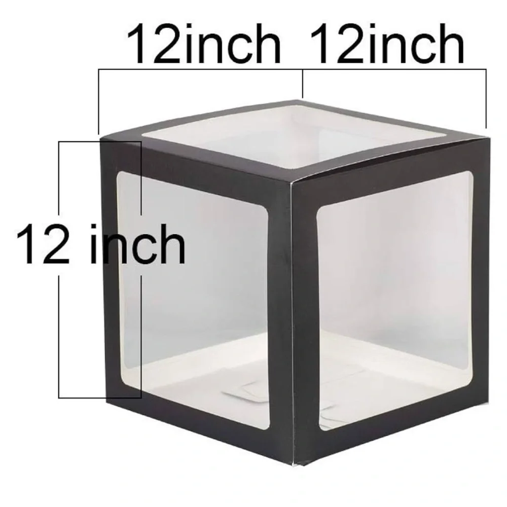 Clear Balloon Boxes for Party Decorations - Black - 4pcs